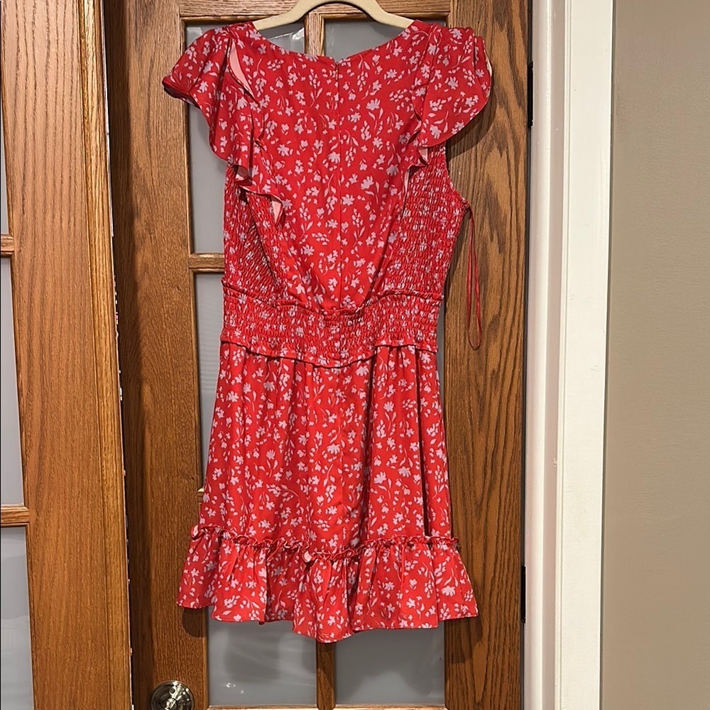 Parker Scarlet Floral Dress with Ruffles​​​ - Picture 4 of 8